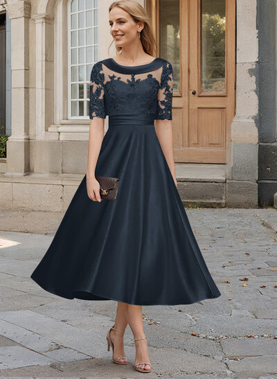 Elegant Cowl Neck A-Line Tea-Length Mother Of The Bride Dresses