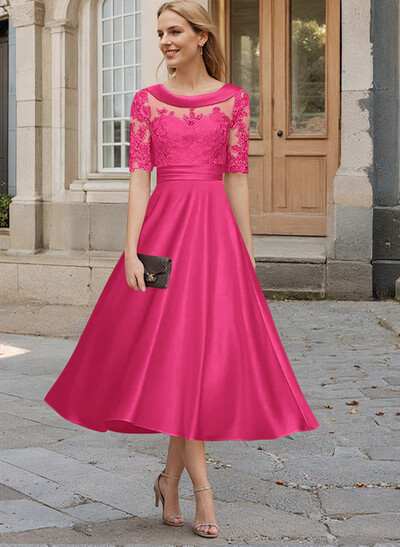 Elegant Cowl Neck A-Line Tea-Length Mother Of The Bride Dresses
