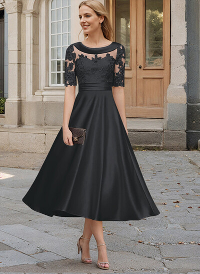 Elegant Cowl Neck A-Line Tea-Length Mother Of The Bride Dresses