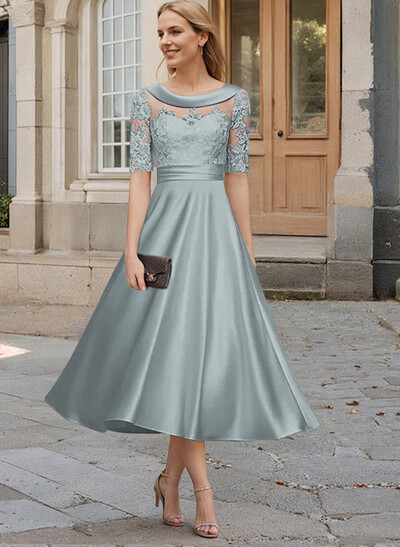 Elegant Cowl Neck A-Line Tea-Length Mother Of The Bride Dresses