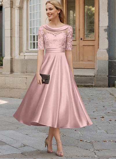 Elegant Cowl Neck A-Line Tea-Length Mother Of The Bride Dresses