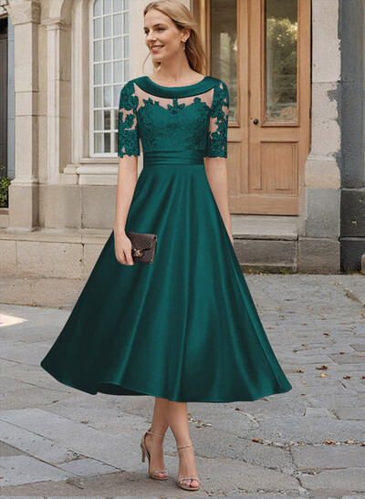 Elegant Cowl Neck A-Line Tea-Length Mother Of The Bride Dresses