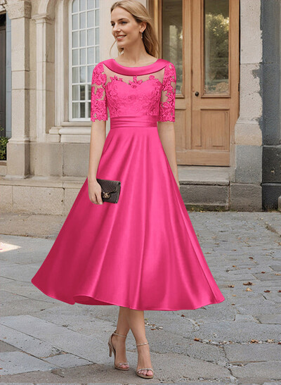 Elegant Cowl Neck A-Line Tea-Length Mother Of The Bride Dresses