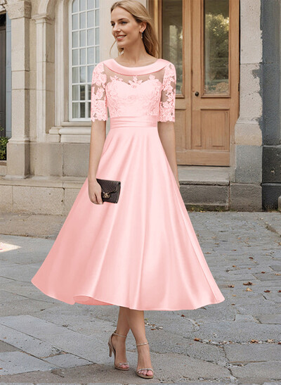 Elegant Cowl Neck A-Line Tea-Length Mother Of The Bride Dresses