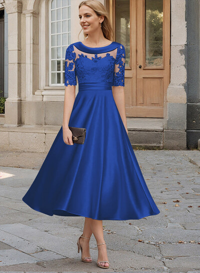 Elegant Cowl Neck A-Line Tea-Length Mother Of The Bride Dresses