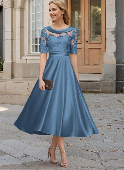 Elegant Cowl Neck A-Line Tea-Length Mother Of The Bride Dresses