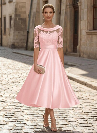 Elegant Cowl Neck A-Line Tea-Length Mother Of The Bride Dresses