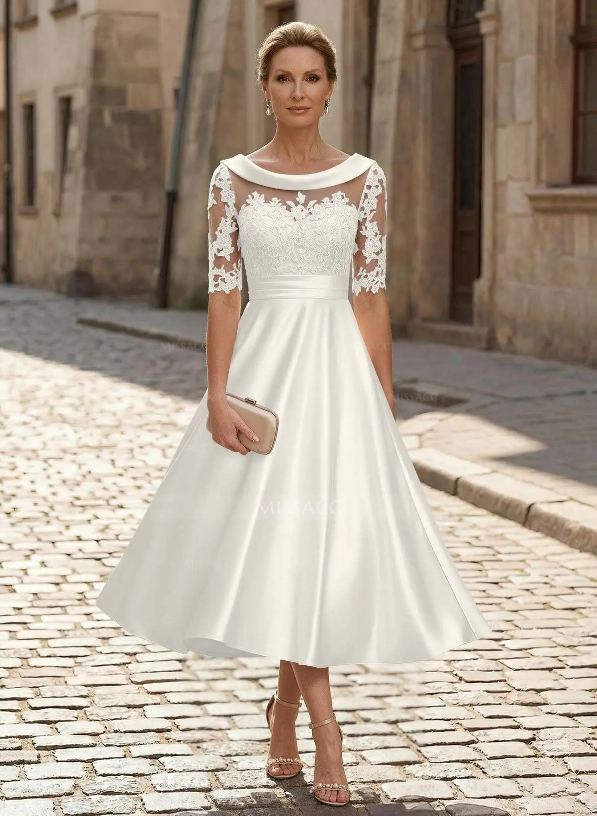Bride Dresses Dillards Tea Length Dresses Elegant Cowl Neck A-Line  Tea-Length Mother Of The