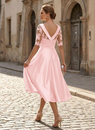Elegant Cowl Neck A-Line Tea-Length Mother Of The Bride Dresses