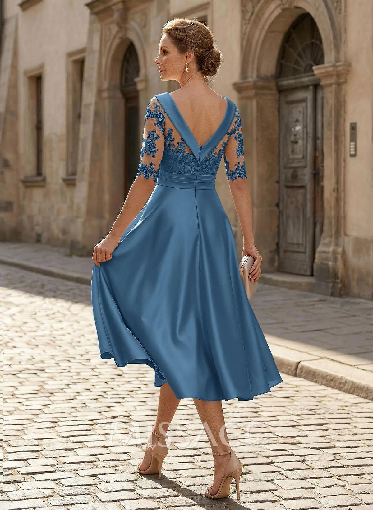 formal dress tea length Elegant Off Shoulder Evening Gown with High Slit – SD Dresscode &  Fashiontrends main image 1