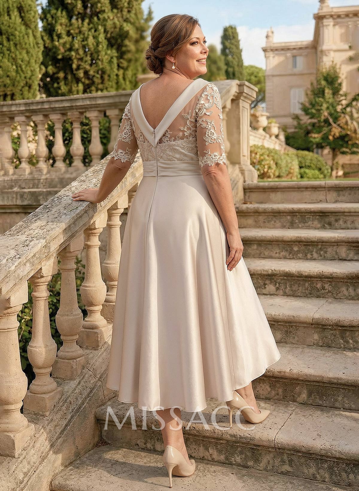 Elegant Cowl Neck A-Line Tea-Length Mother Of The Bride Dresses