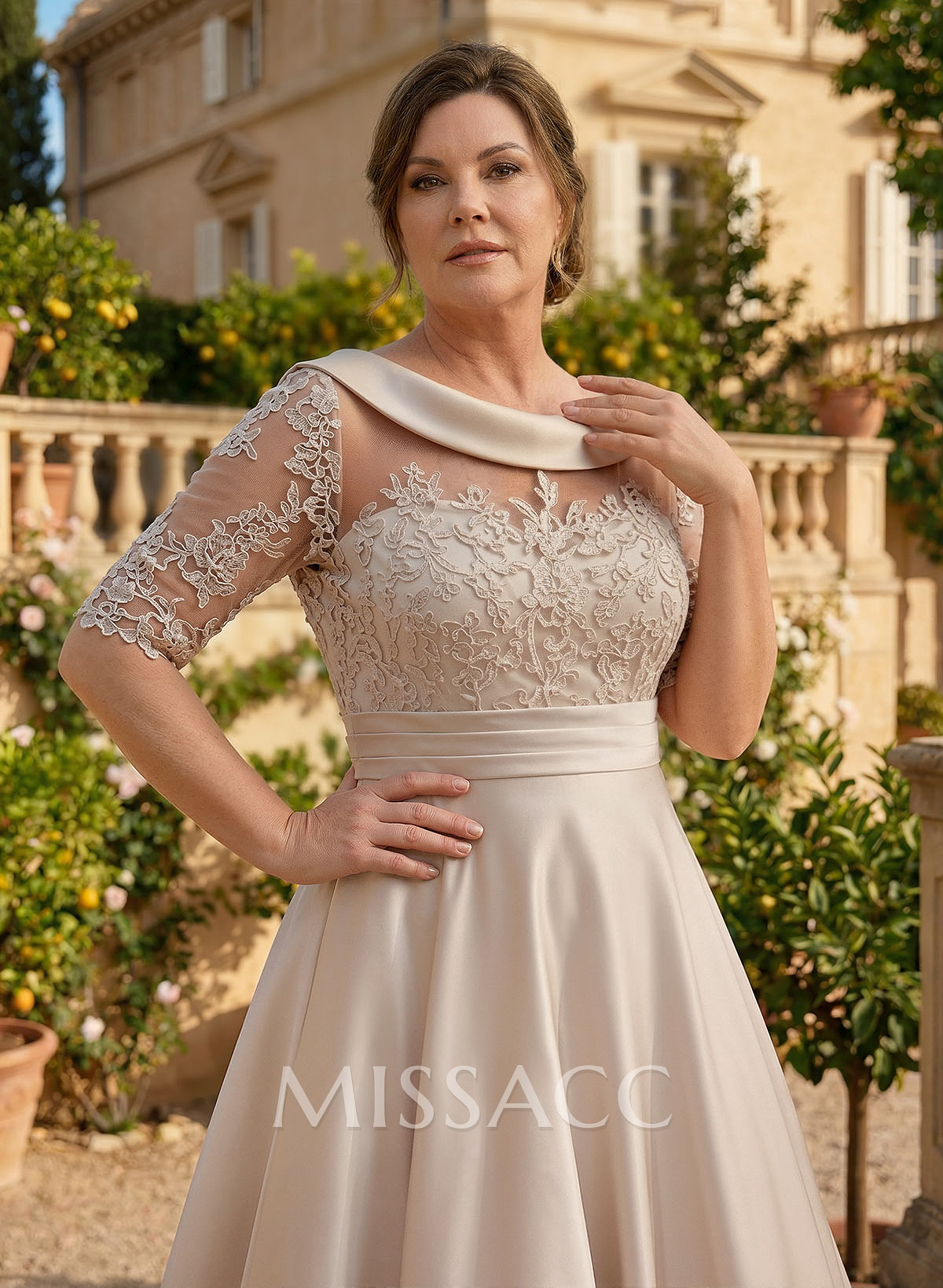 Elegant Cowl Neck A-Line Tea-Length Mother Of The Bride Dresses
