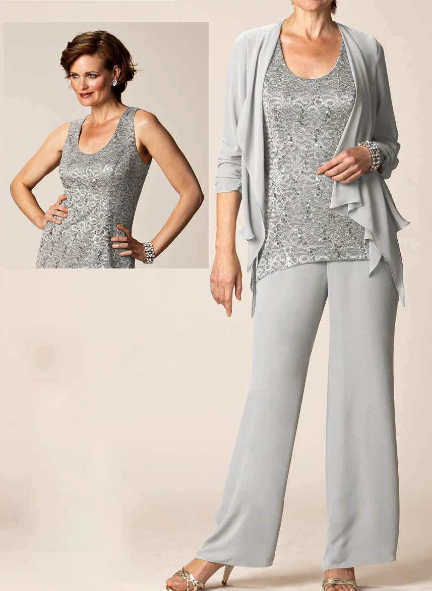 Jumpsuit/Pantsuit Elegant Lace Mother Of The Bride Dresses With Wrap