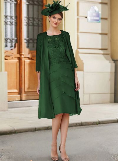 Royal Blue Lace Sheath/Column Knee-Length Mother Of The Bride Dresses