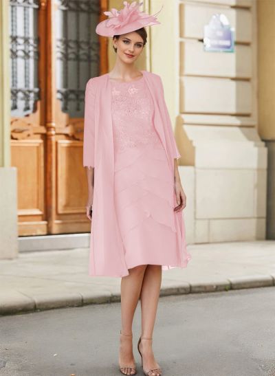 Royal Blue Lace Sheath/Column Knee-Length Mother Of The Bride Dresses