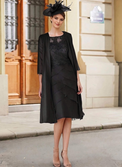 Royal Blue Lace Sheath/Column Knee-Length Mother Of The Bride Dresses