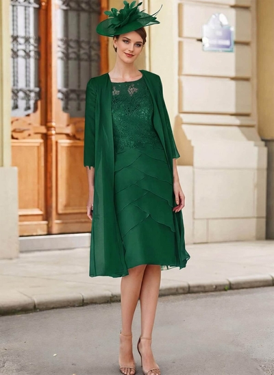 Royal Blue Lace Sheath/Column Knee-Length Mother Of The Bride Dresses
