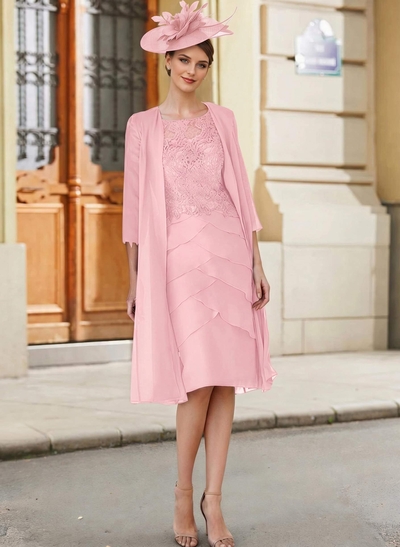 Royal Blue Lace Sheath/Column Knee-Length Mother Of The Bride Dresses