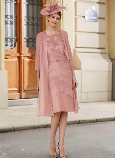 Royal Blue Lace Sheath/Column Knee-Length Mother Of The Bride Dresses