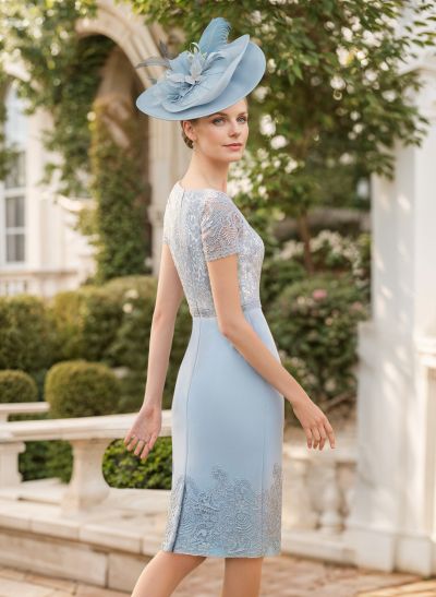 Blue Knee-Length Lace Sleeveless Mother Of The Bride Dresses