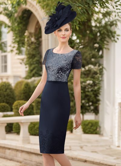 Blue Knee-Length Lace Sleeveless Mother Of The Bride Dresses