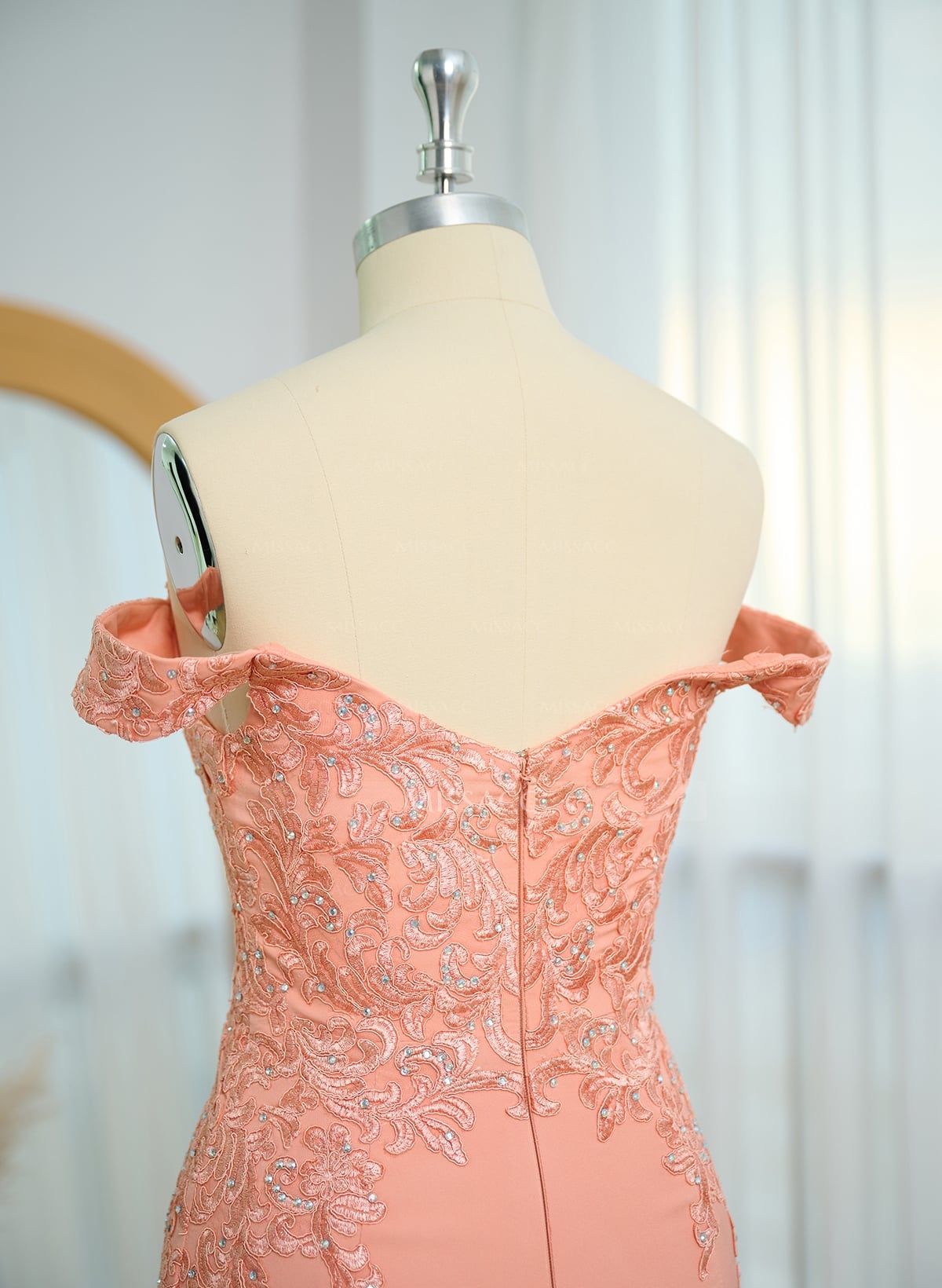 Off-The-Shoulder Elegant Elastic Satin Mother Of The Bride Dresses With Beaded Embroidery