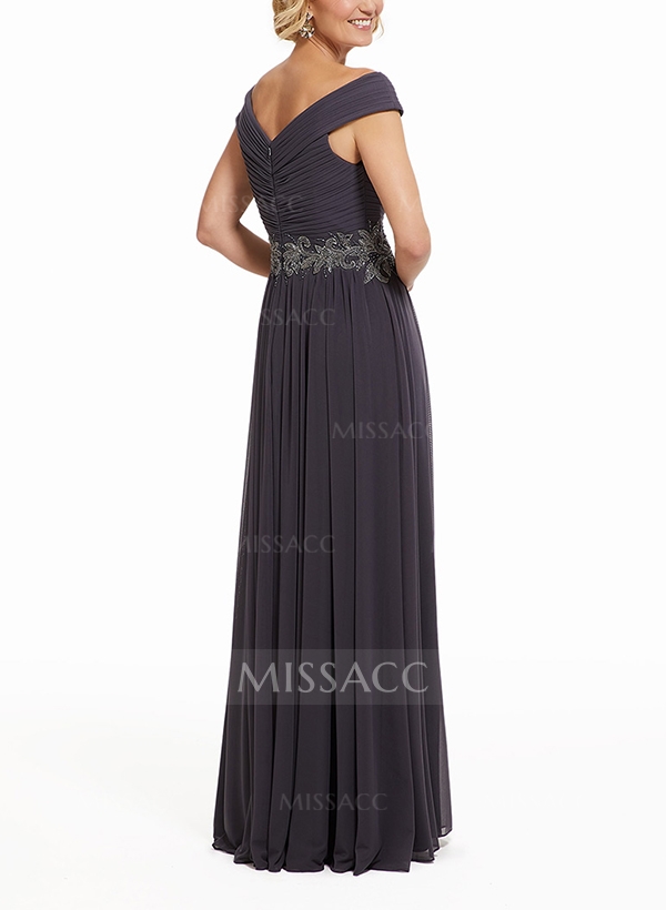 A-Line Off-The-Shoulde Chiffon Mother Of The Bride Dresses With Split Front