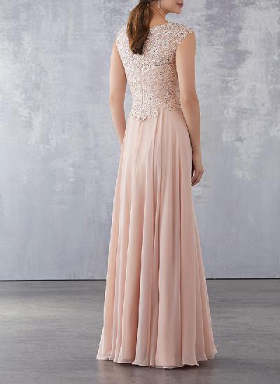Sheath/Column Elegant Chiffon Mother Of The Bride Dresses With Beading/Appliques Lace