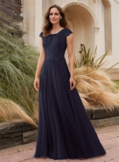 Sheath/Column Elegant Chiffon Mother Of The Bride Dresses With Beading/Appliques Lace