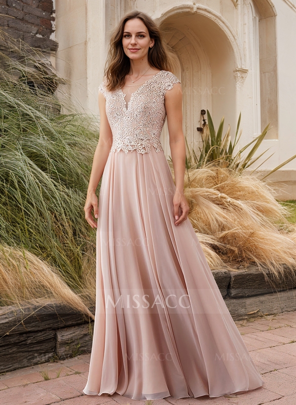 Sheath/Column Elegant Chiffon Mother Of The Bride Dresses With Beading/Appliques Lace