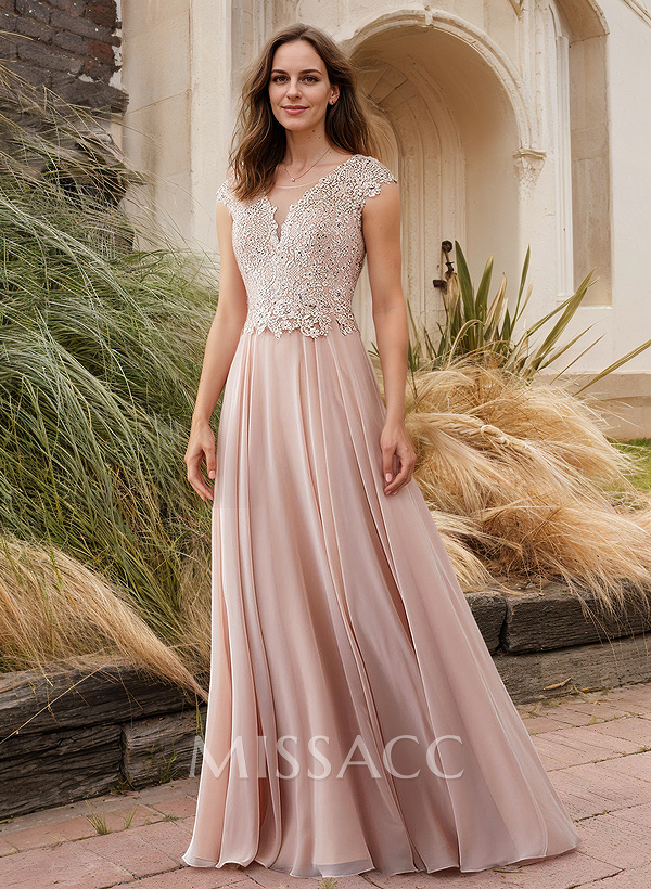 Sheath/Column Elegant Chiffon Mother Of The Bride Dresses With Beading/Appliques Lace