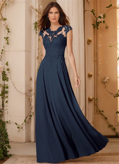 Sheath/Column Chiffon Mother Of The Bride Dresses With Appliques Lace