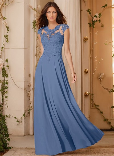 Sheath/Column Chiffon Mother Of The Bride Dresses With Appliques Lace