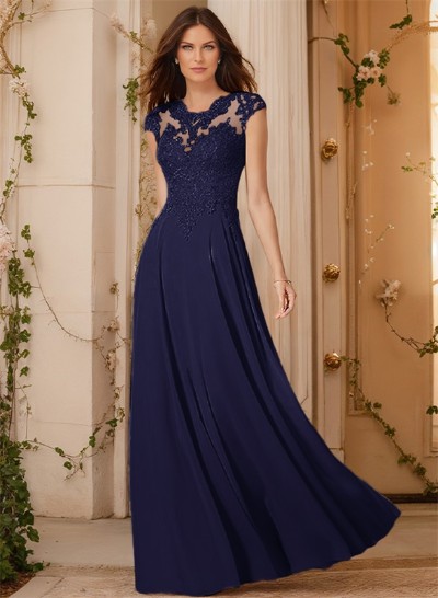 Sheath/Column Chiffon Mother Of The Bride Dresses With Appliques Lace