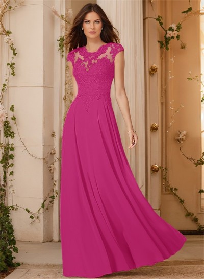 Sheath/Column Chiffon Mother Of The Bride Dresses With Appliques Lace