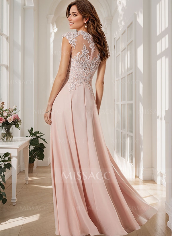 Sheath/Column Chiffon Mother Of The Bride Dresses With Appliques Lace