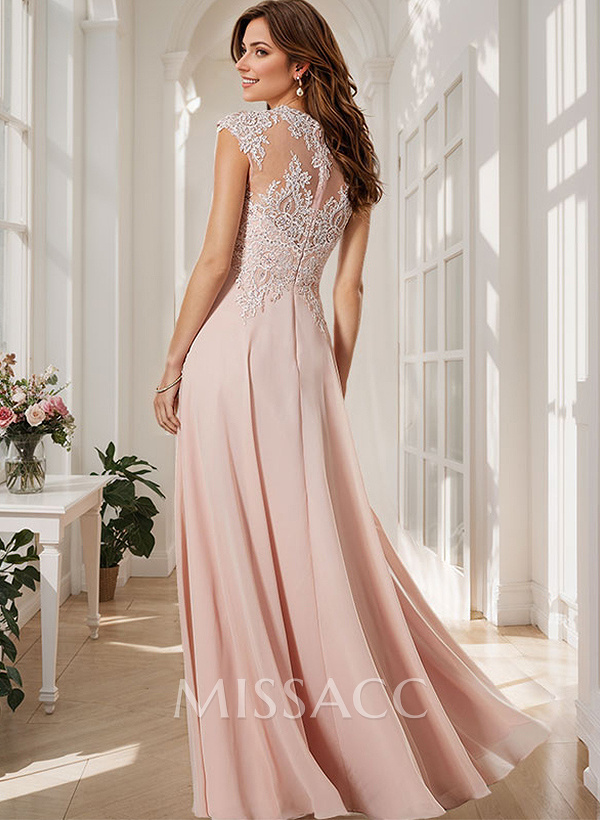 Sheath/Column Chiffon Mother Of The Bride Dresses With Appliques Lace