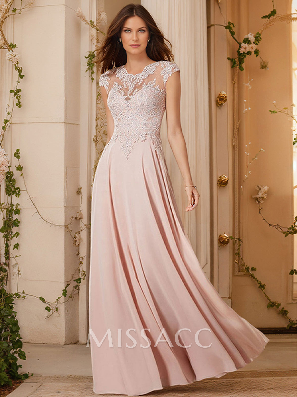 Sheath/Column Chiffon Mother Of The Bride Dresses With Appliques Lace