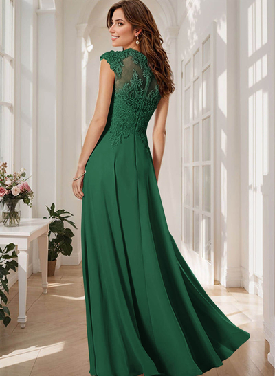 Sheath/Column Chiffon Mother Of The Bride Dresses With Appliques Lace