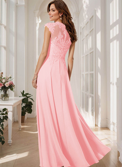 Sheath/Column Chiffon Mother Of The Bride Dresses With Appliques Lace