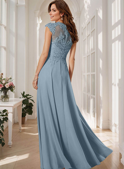 Sheath/Column Chiffon Mother Of The Bride Dresses With Appliques Lace