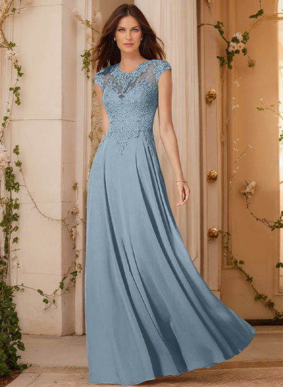 Sheath/Column Chiffon Mother Of The Bride Dresses With Appliques Lace