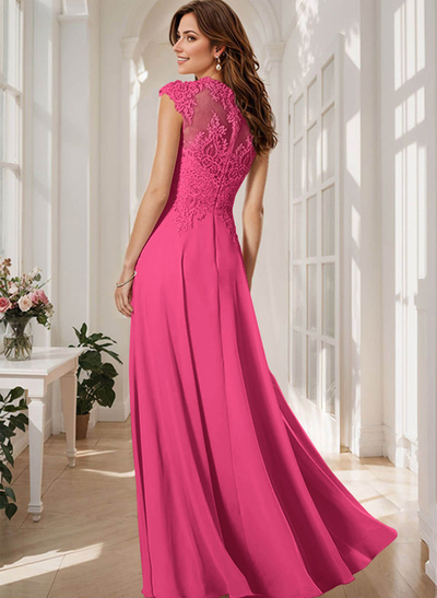 Sheath/Column Chiffon Mother Of The Bride Dresses With Appliques Lace