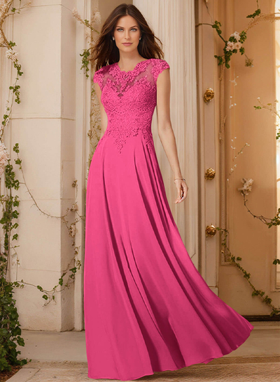Sheath/Column Chiffon Mother Of The Bride Dresses With Appliques Lace