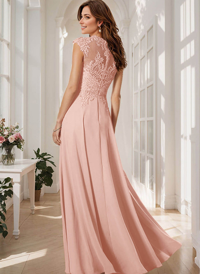 Sheath/Column Chiffon Mother Of The Bride Dresses With Appliques Lace