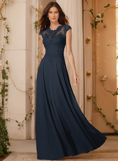 Sheath/Column Chiffon Mother Of The Bride Dresses With Appliques Lace