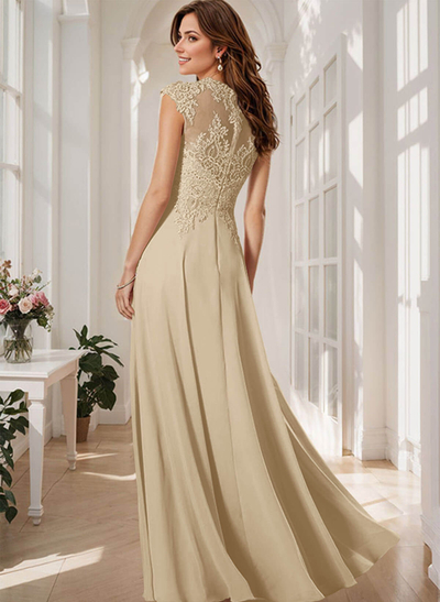 Sheath/Column Chiffon Mother Of The Bride Dresses With Appliques Lace