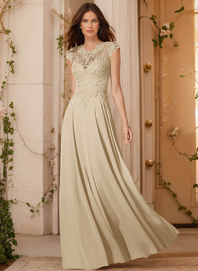 Sheath/Column Chiffon Mother Of The Bride Dresses With Appliques Lace