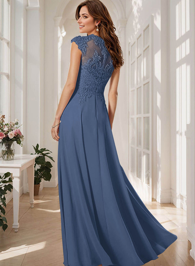 Sheath/Column Chiffon Mother Of The Bride Dresses With Appliques Lace