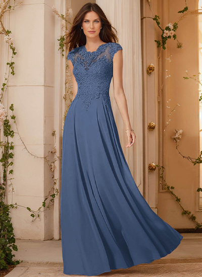 Sheath/Column Chiffon Mother Of The Bride Dresses With Appliques Lace